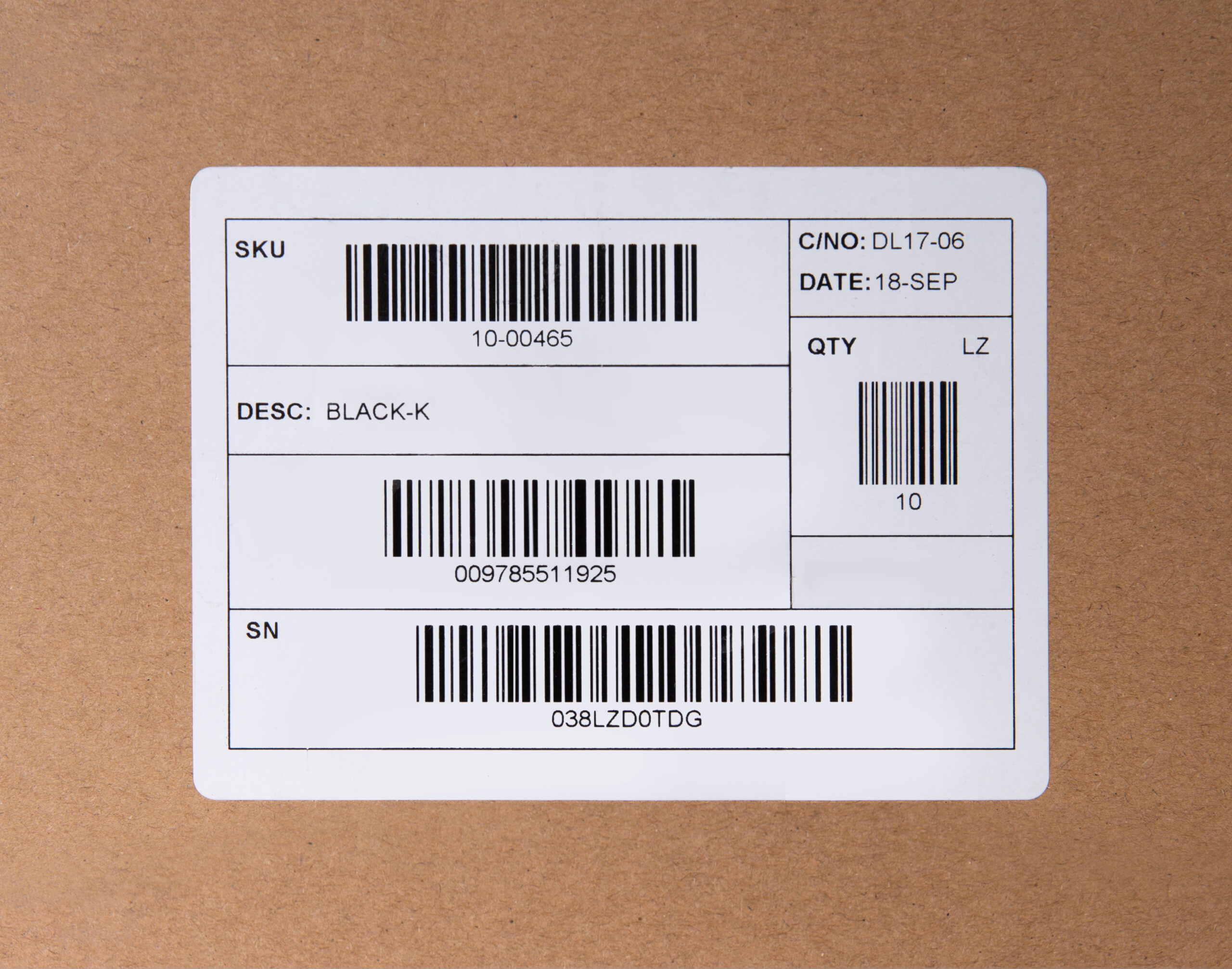 Barcode shipping label
