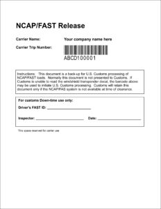 NCAP/FAST Release Form